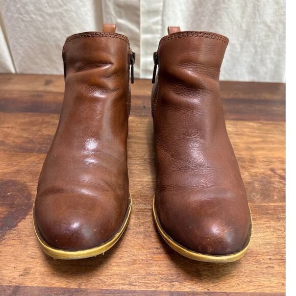 Fossil Basel Leather Ankle Boots Bootie Women's Size 6 1/2 Toffee Side Zipper - Picture 5 of 14